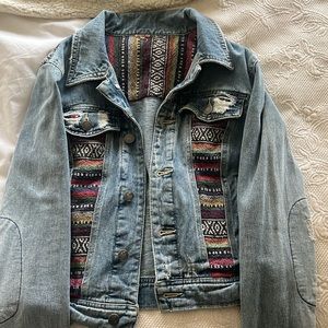 Free People Aztec Print Multicolor Jean Jacket - Size S or M